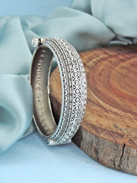 Plain silver tone openable bangle – Indian kada for women daily wear USA – Joyrias