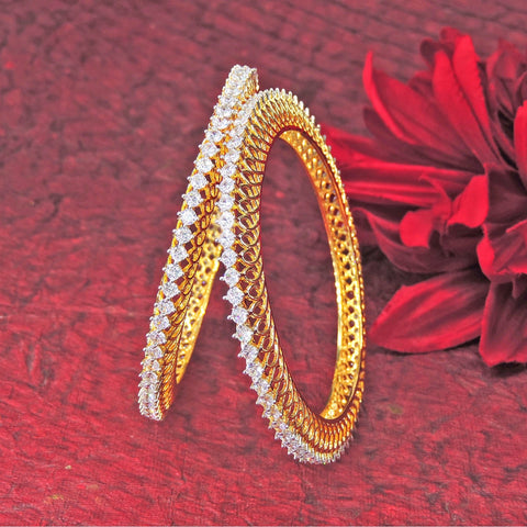 AD bangles in gold tone – Indian American diamond gold bangles for weddings USA – Joyrias