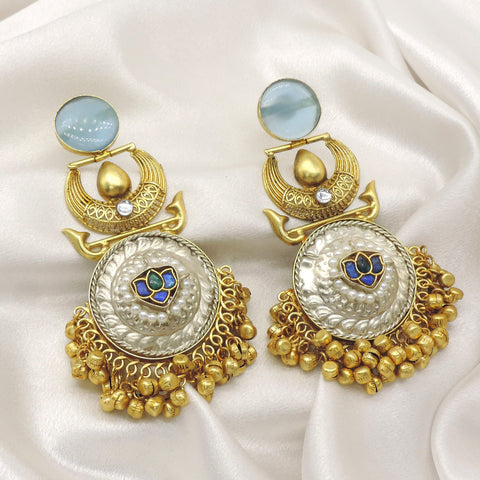 Heritage Ghungroo Disc Earrings with Dual Tone Detailing by Joyrias