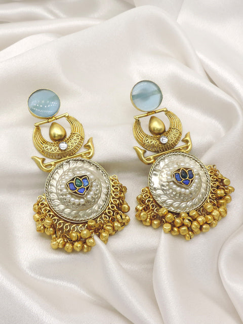 Heritage Ghungroo Disc Earrings with Dual Tone Detailing by Joyrias