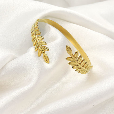 Olive Branch Gold Cuff Bracelet by Joyrias