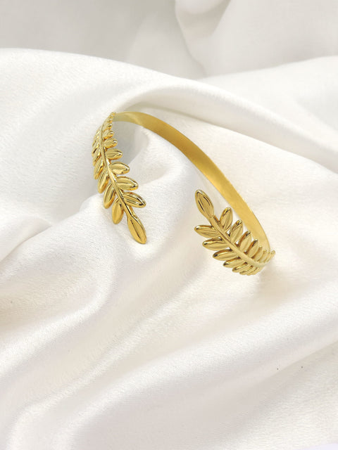Olive Branch Gold Cuff Bracelet by Joyrias