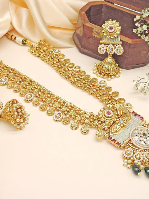 Heritage Lakshmi haar necklace set – South Indian temple haar USA – Joyrias