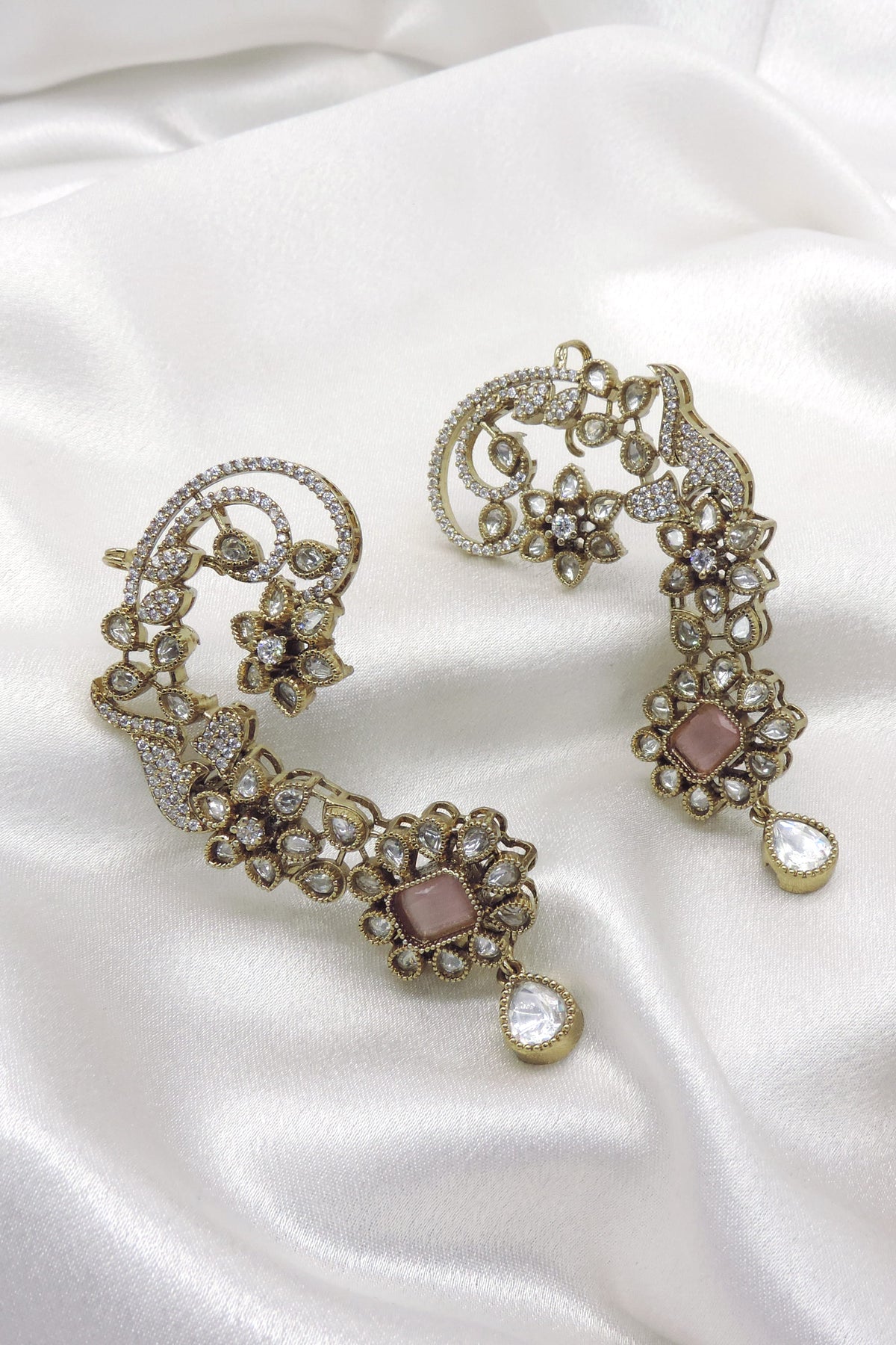Emerald Kundan Ear Cuff Earrings