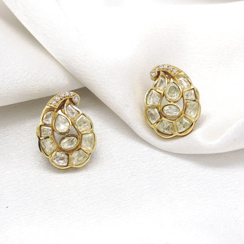 Kundan Paisley Stud Earrings by Joyrias