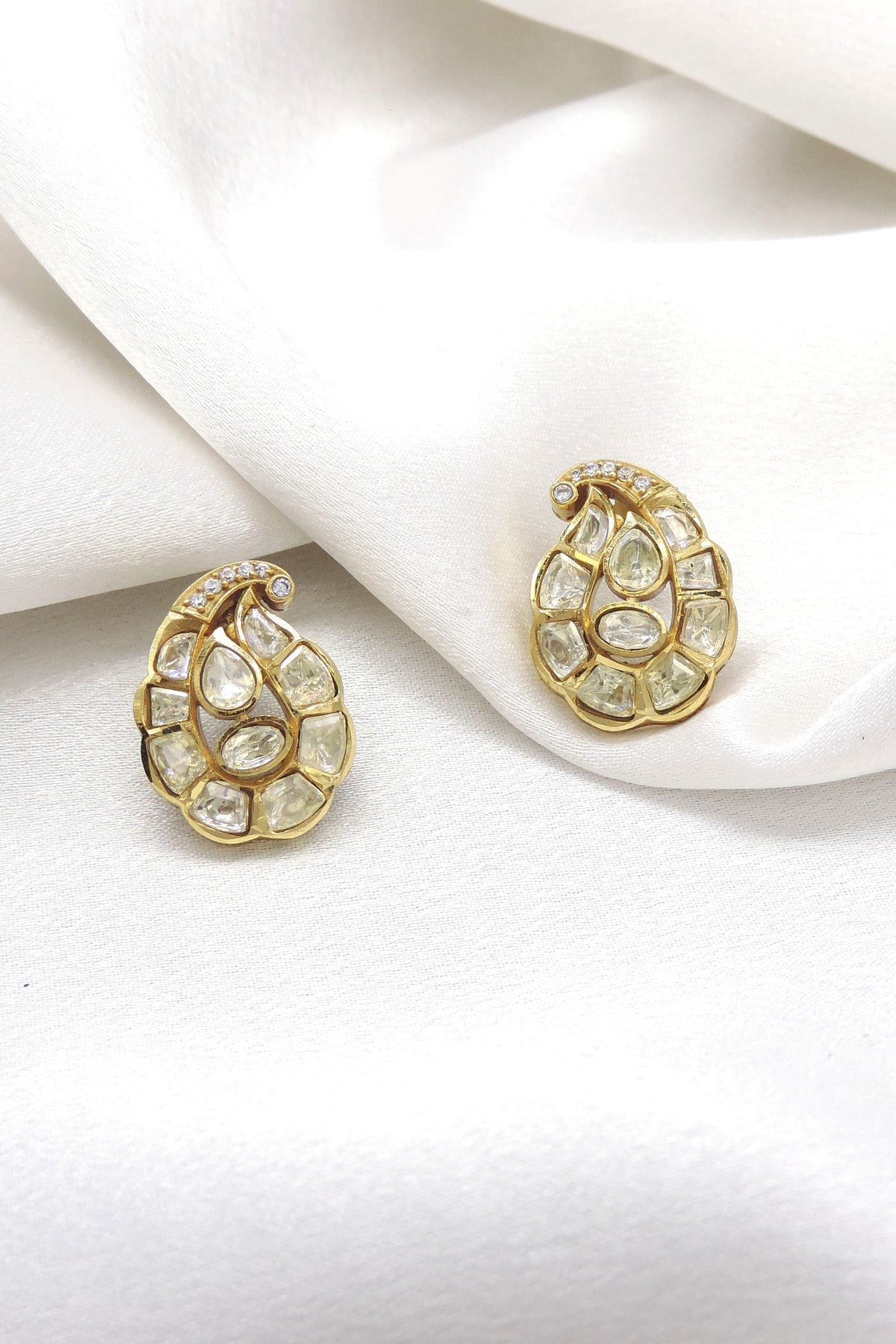 Kundan Paisley Stud Earrings by Joyrias