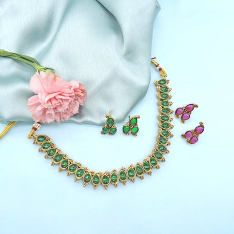 Double sided necklace – Indian reversible gold plated necklace for ethnic wear USA – Joyrias
