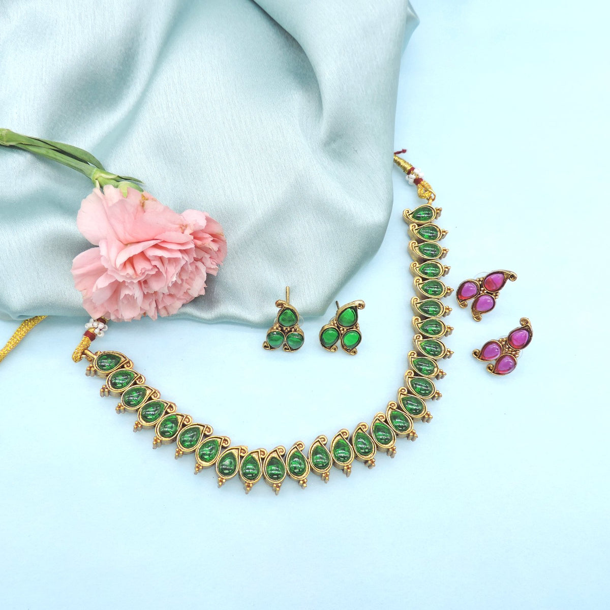 Double sided necklace – Indian reversible gold plated necklace for ethnic wear USA – Joyrias