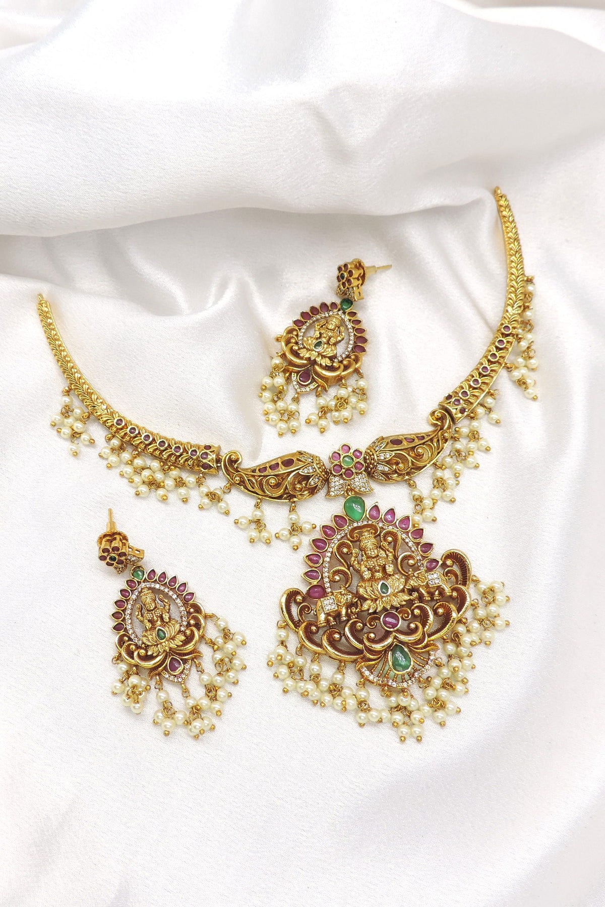 Royal Lakshmi Nakshi Pearl Jewelry Set by Joyrias