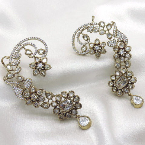 Emerald Kundan Ear Cuff Earrings