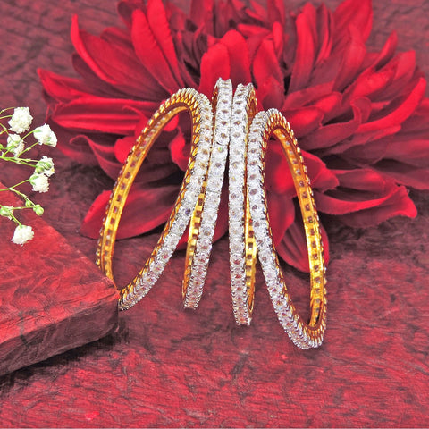 Gold tone AD bangles size 2.6 – Indian American diamond gold bangles USA – Joyrias