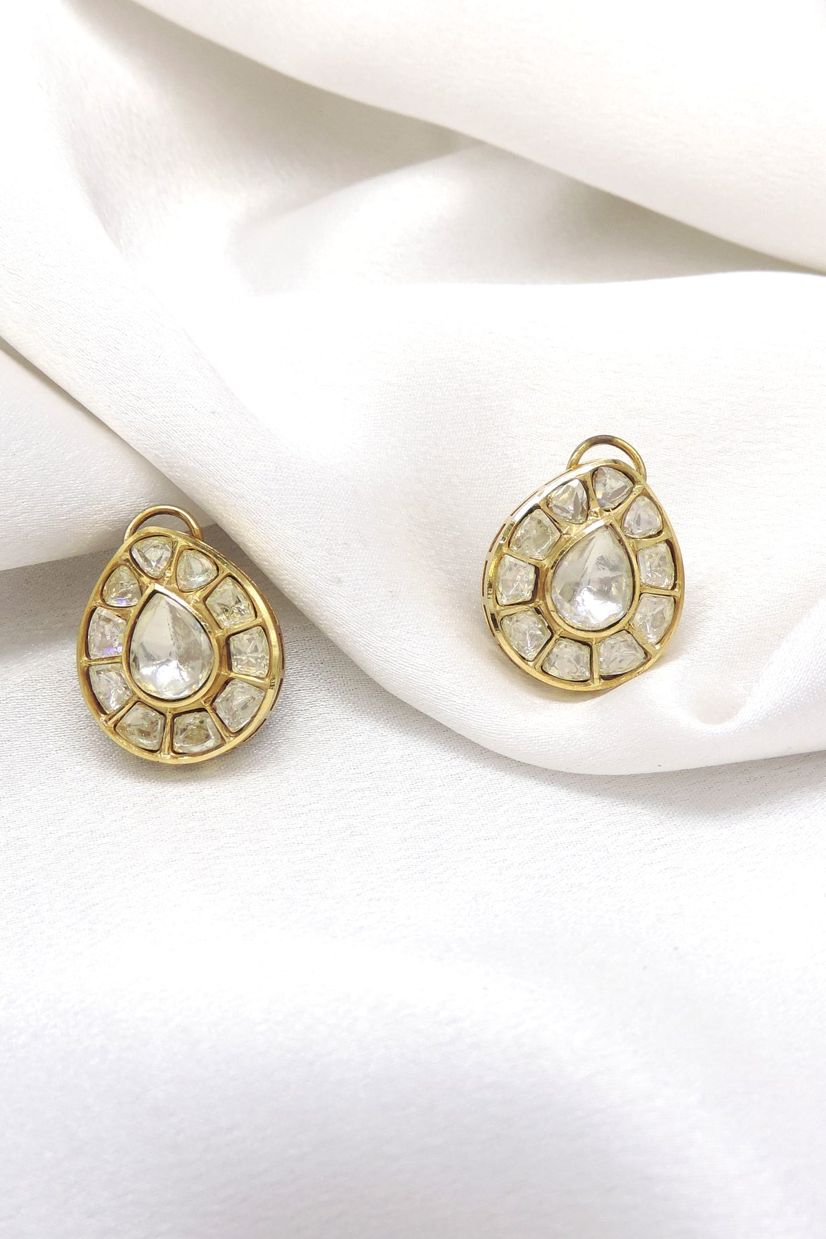 Teardrop Kundan Stud Earrings by Joyrias