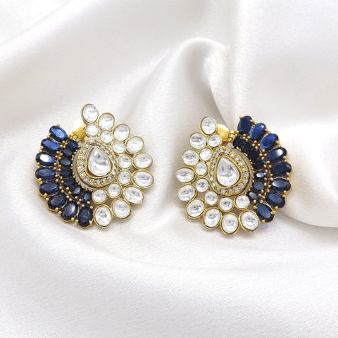 Sapphire Kundan Stud Earrings by Joyrias