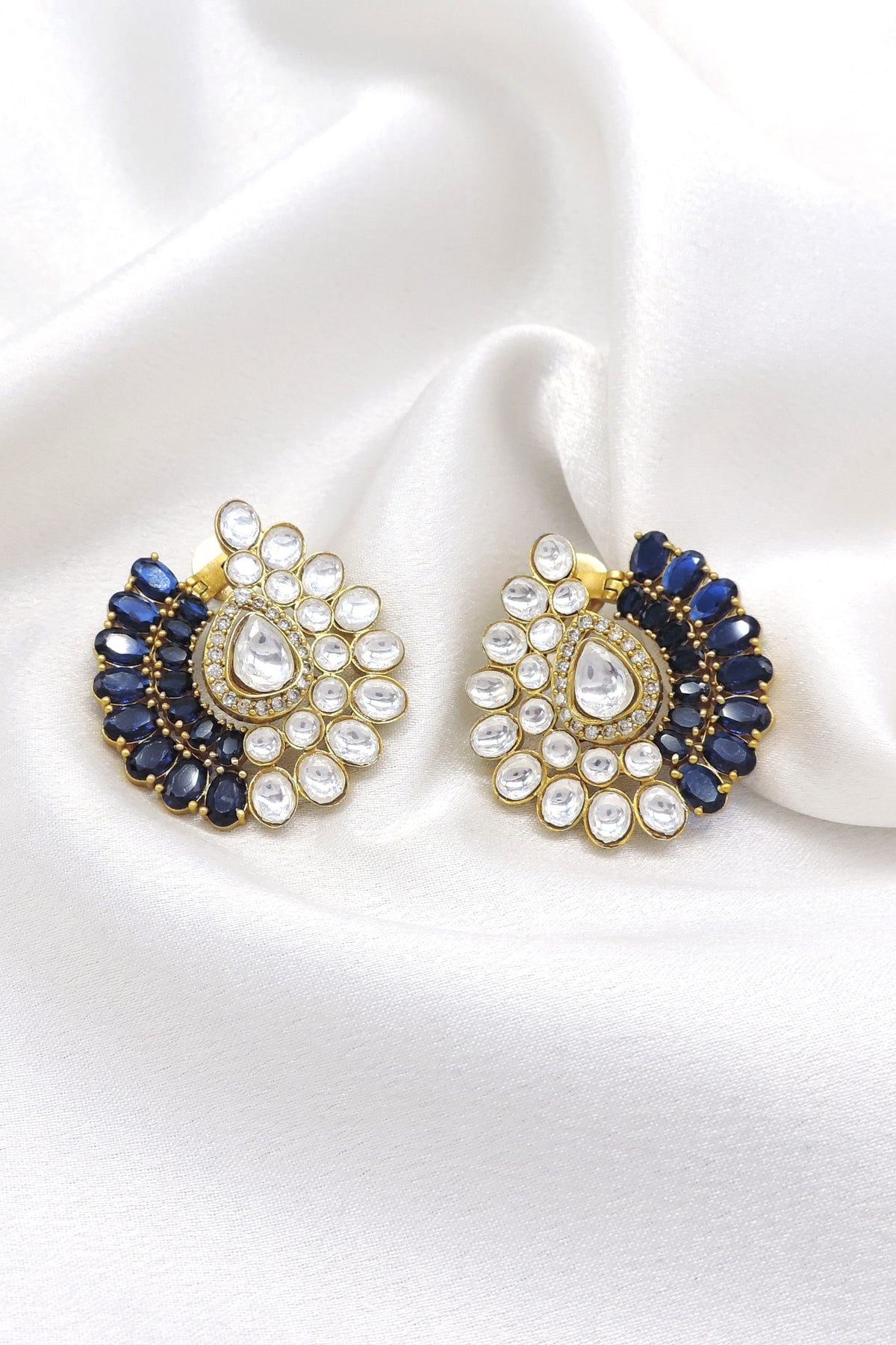Sapphire Kundan Stud Earrings by Joyrias