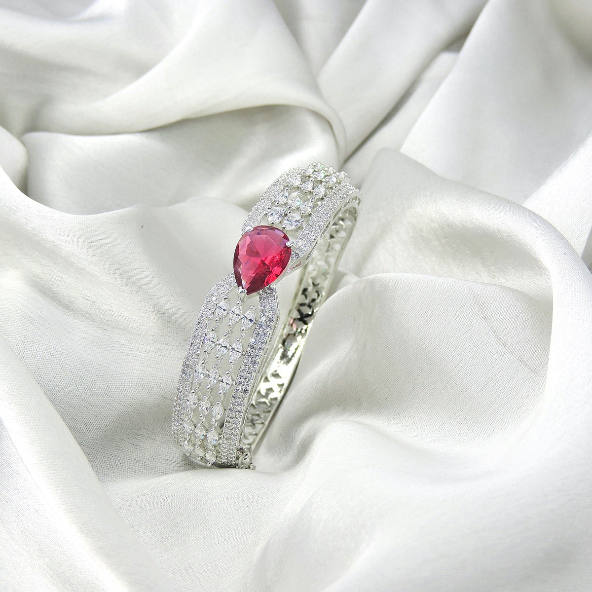 Red doublet AD bracelet – Indian American diamond red stone bracelet USA – Joyrias