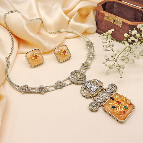 Vintage Enamel Pendent Necklace Set Image 0