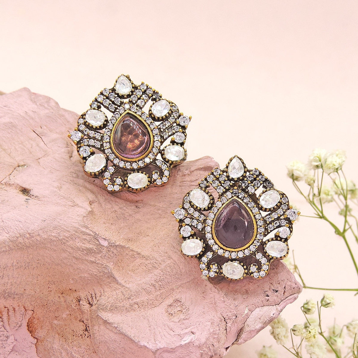 Victorian stud earrings – Indian Victorian style stud earrings for women USA – Joyrias