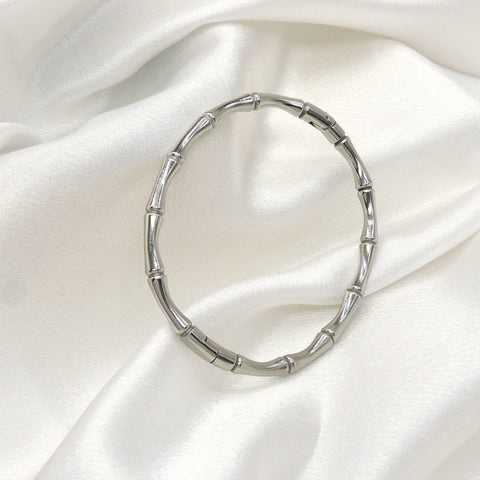 Silver Bamboo Bangle Bracelet by Joyrias
