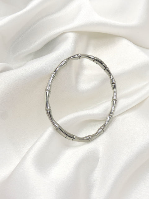 Silver Bamboo Bangle Bracelet by Joyrias