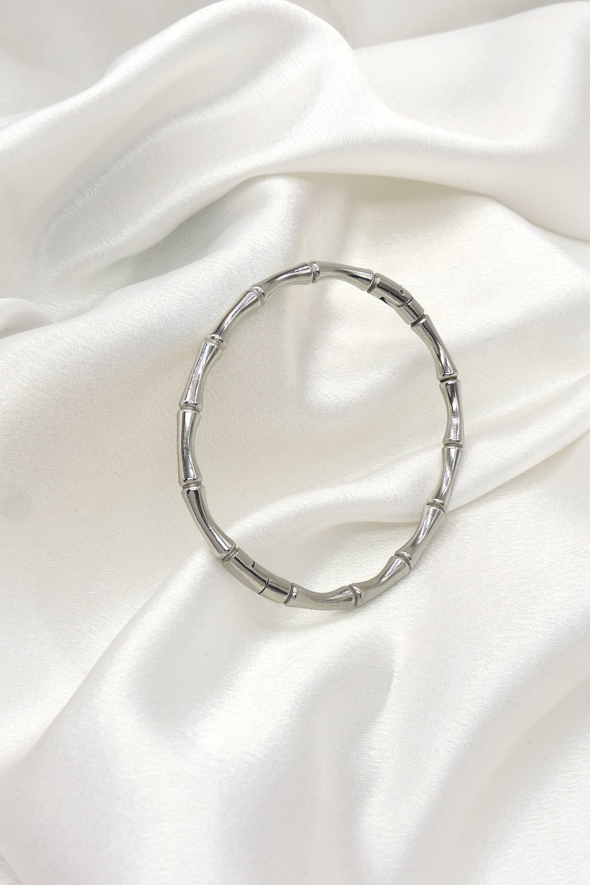 Silver Bamboo Bangle Bracelet by Joyrias