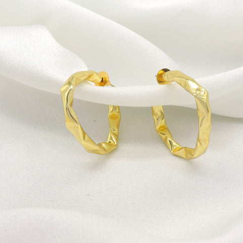 Textured Gold Hoop Earrings – Organic Irregular Statement Hoops