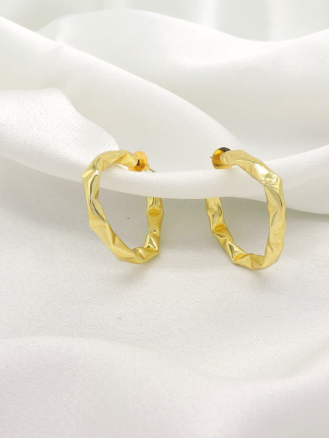 Textured Gold Hoop Earrings – Organic Irregular Statement Hoops