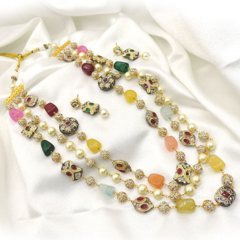 Multicolor Navratna Inspired Necklace Set