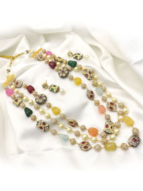 Multicolor Navratna Inspired Necklace Set