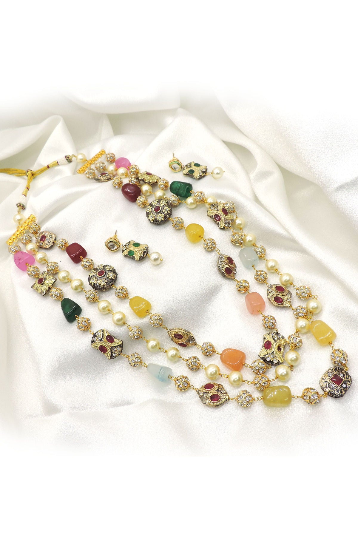 Multicolor Navratna Inspired Necklace Set