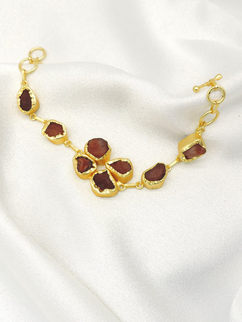 Raw Amethyst Stone Bracelet in Gold | Natural Statement Cuff Bracelet