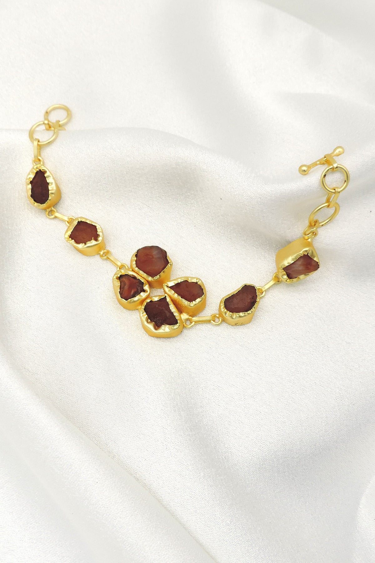 Raw Amethyst Stone Bracelet in Gold | Natural Statement Cuff Bracelet