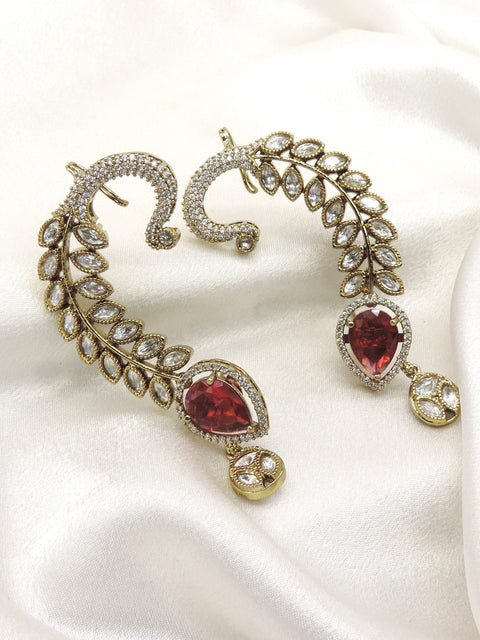 Pink Stone AD Ear Cuff Earrings