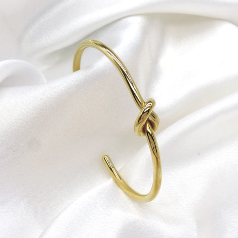 Gold Knot Open Cuff Bracelet by Joyrias