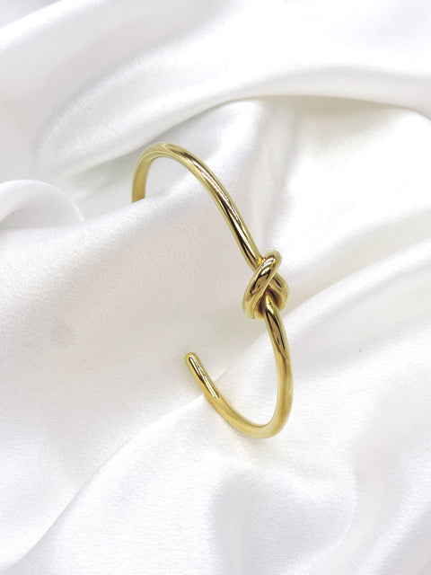 Gold Knot Open Cuff Bracelet by Joyrias
