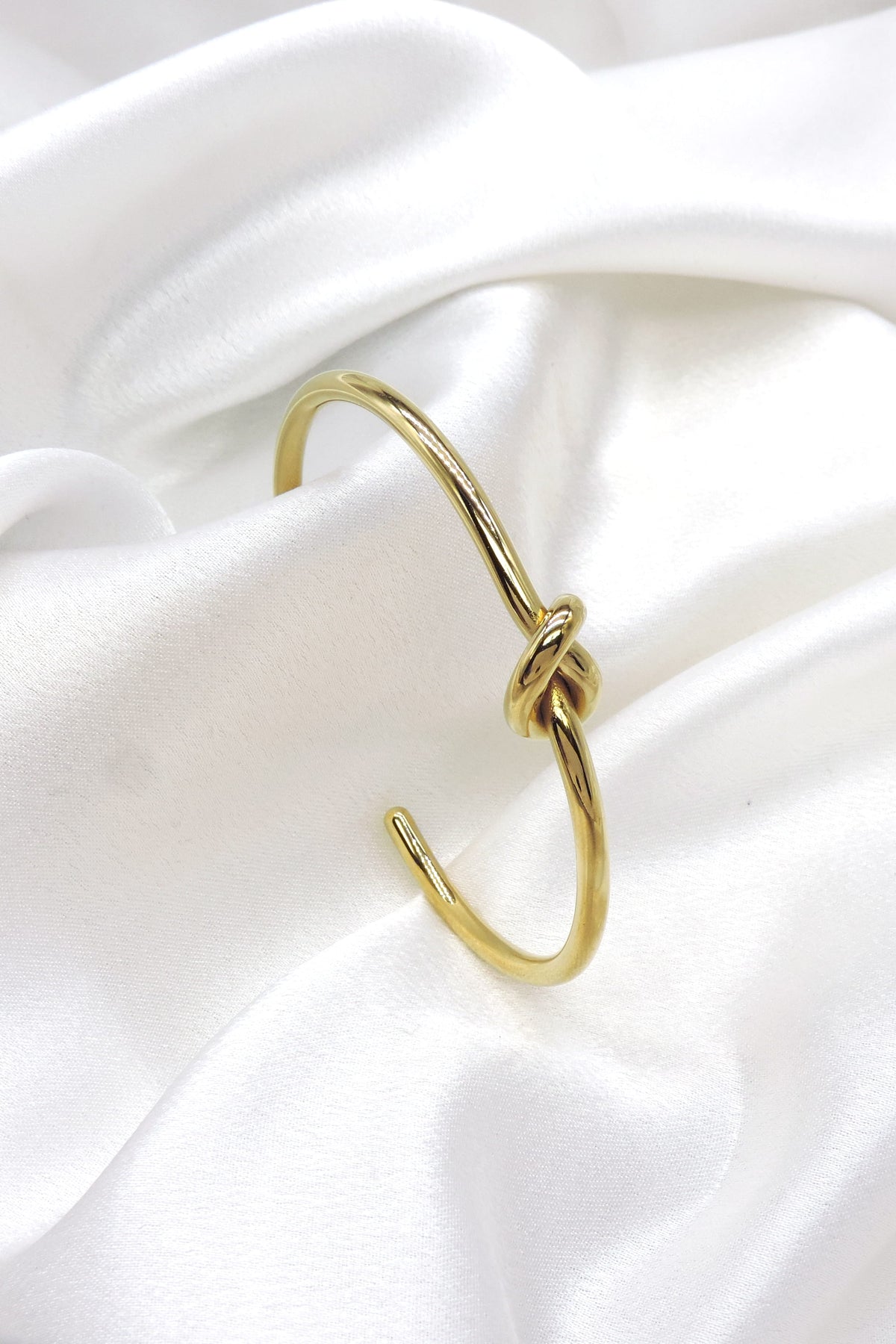 Gold Knot Open Cuff Bracelet by Joyrias