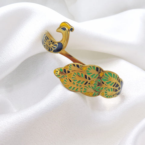 Gold Peacock Open Cuff Bracelet by Joyrias