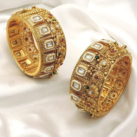Traditional Kundan Designer Kada Bangles by Joyrias
