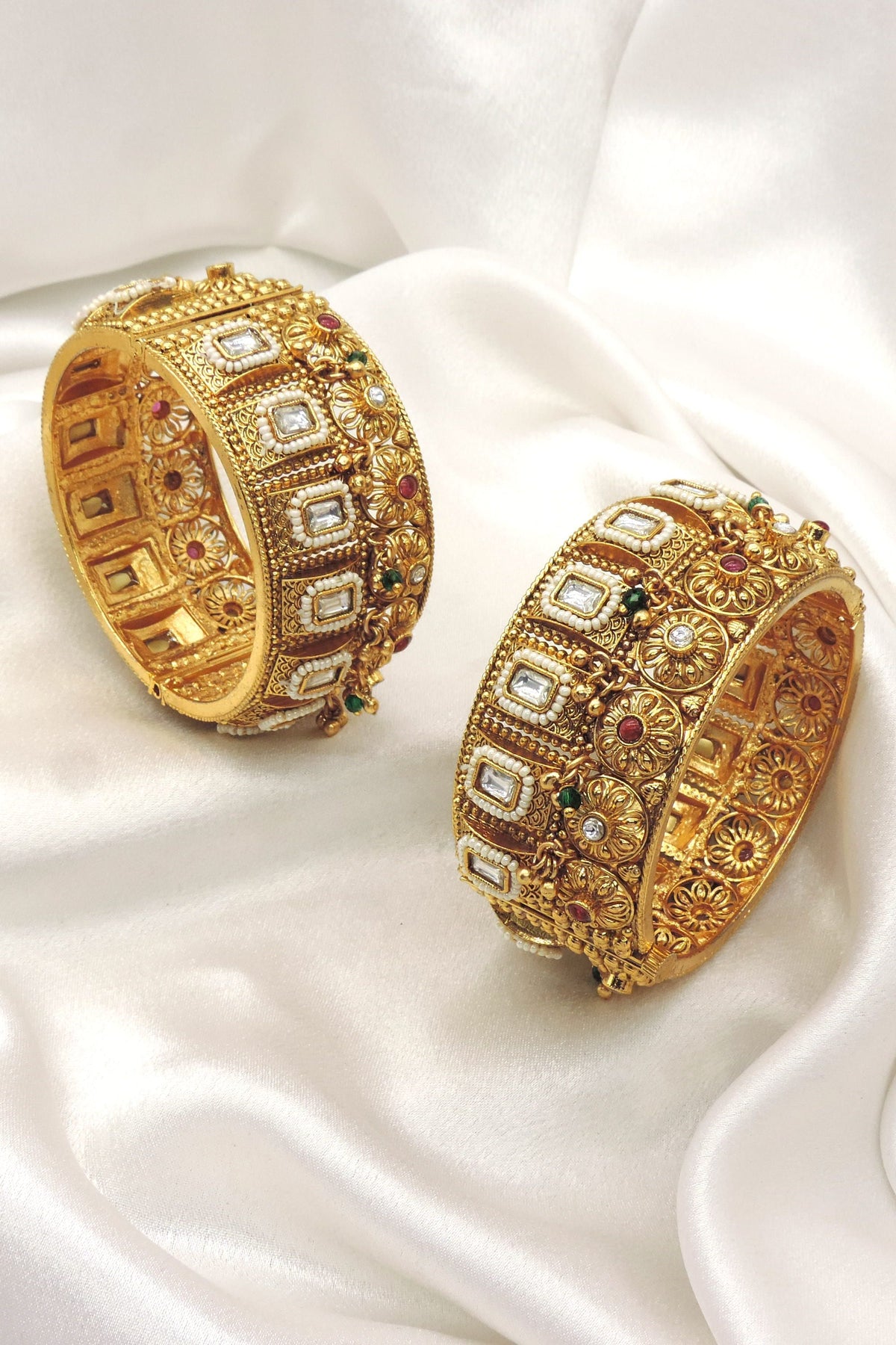 Traditional Kundan Designer Kada Bangles by Joyrias