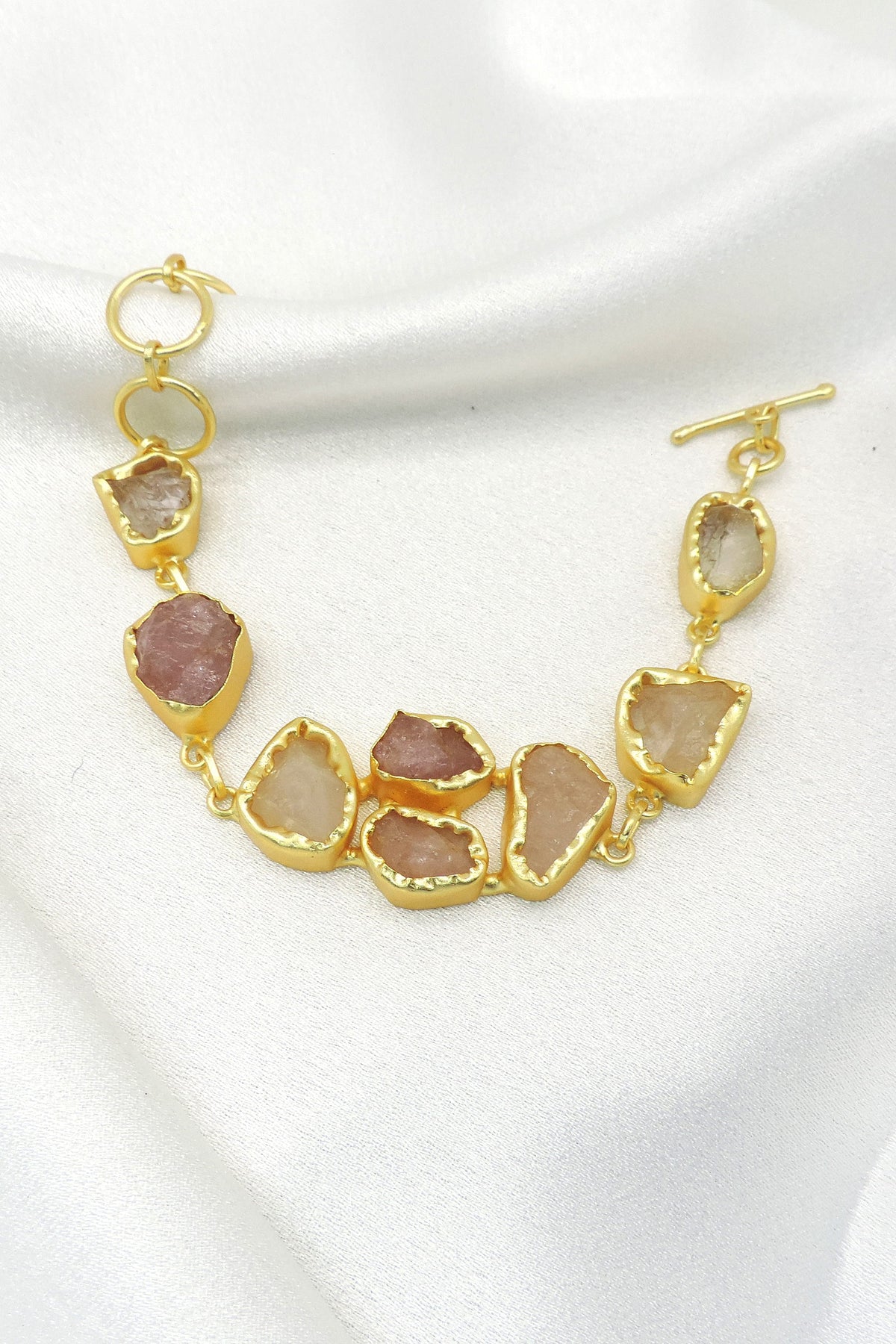 Raw Amethyst Stone Bracelet in Gold | Natural Statement Cuff Bracelet