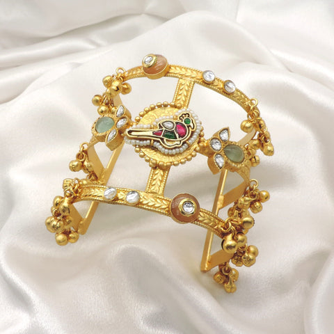 Kundan Ghungroo Cuff Bracelet by Joyrias