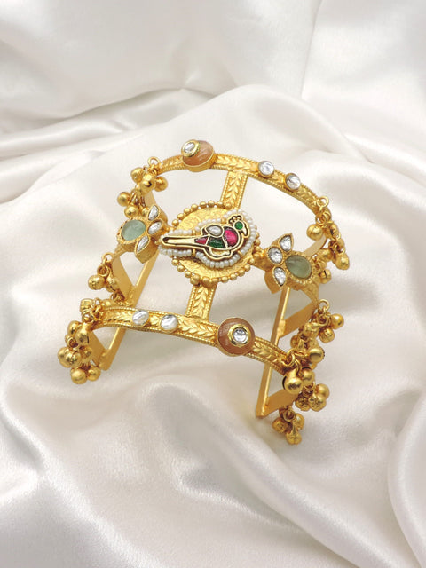 Kundan Ghungroo Cuff Bracelet by Joyrias