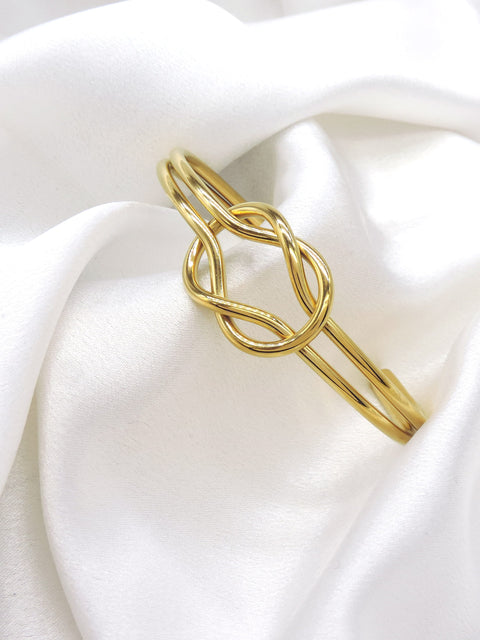 Gold Knot Cuff Bracelet by Joyrias