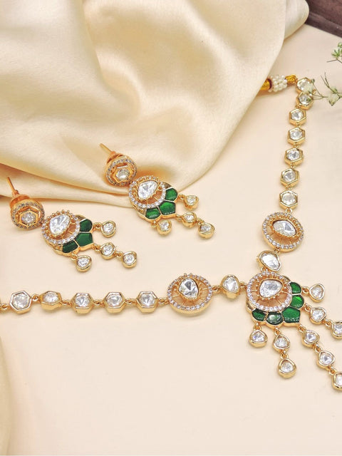 Green meenakari Kundan necklace set – Indian meenakari Kundan choker for weddings USA – Joyrias