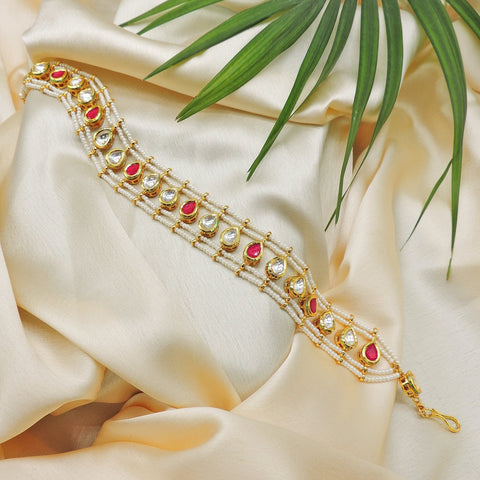 Kundan mathapati with red stone – Indian mathapati bridal hair accessory USA – Joyrias