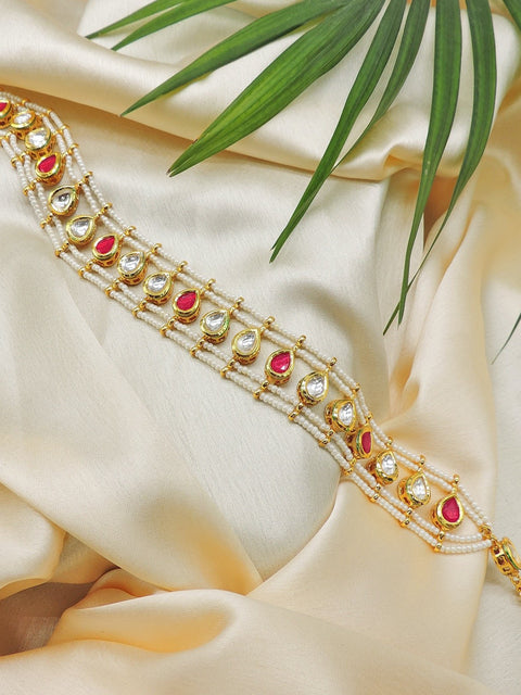 Kundan mathapati with red stone – Indian mathapati bridal hair accessory USA – Joyrias
