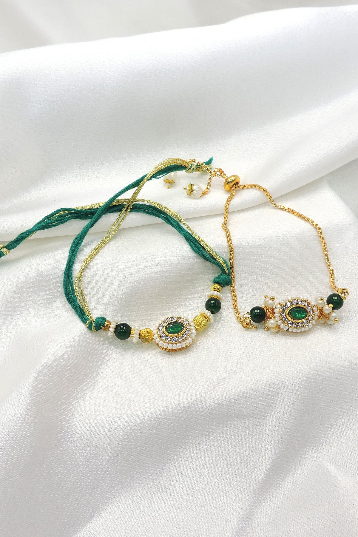 Amethyst Pearl Bhaiya Bhabhi Rakhi Set