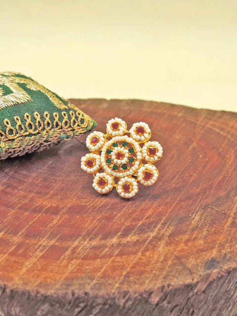 Adjustable Ring with Pearls Image 0