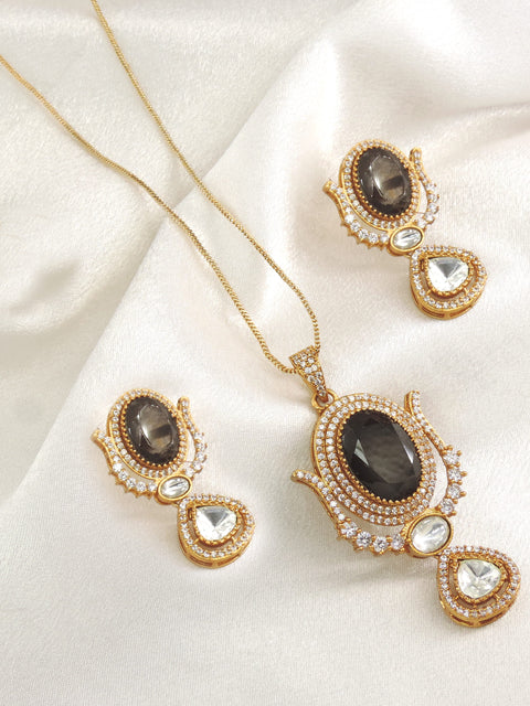 Blue Kundan Pendant Set