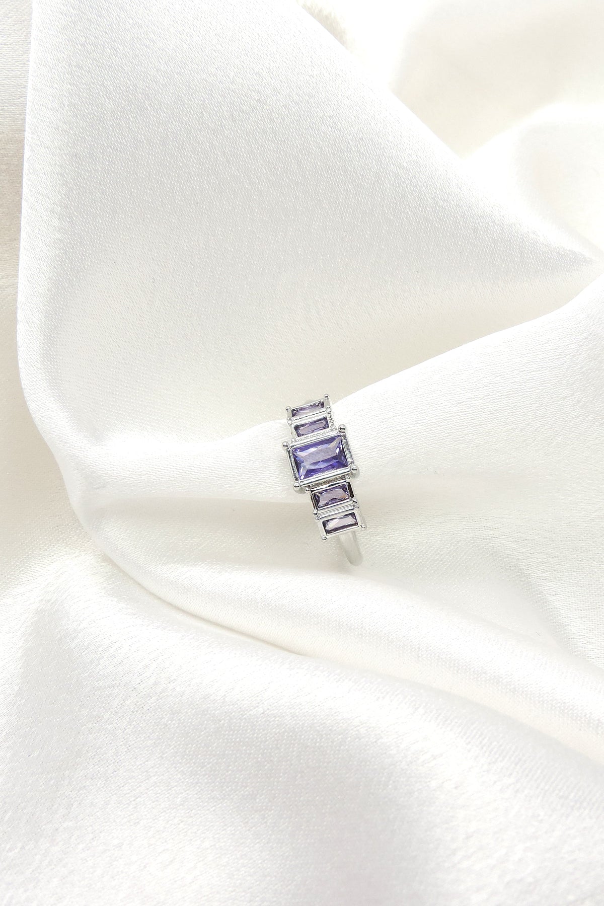 Lavender Baguette CZ Ring by Joyrias