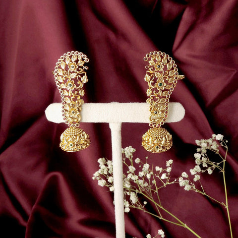 Temple style peacock ear cuff jhumkas – South Indian temple jewelry USA – Joyrias